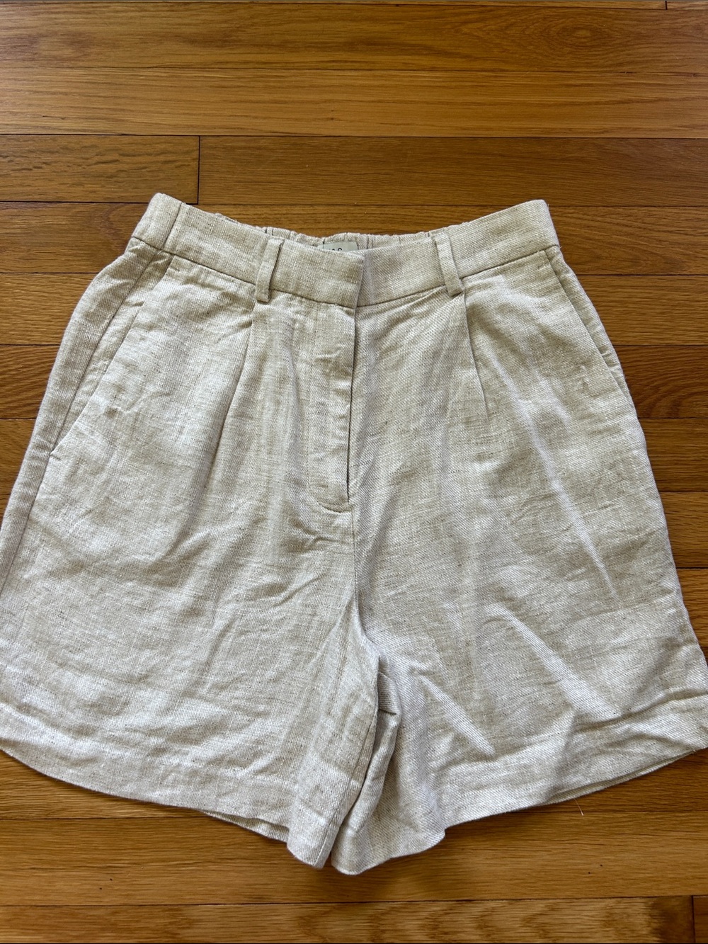 M&S Linen Blend Tailored Shorts | Flax Linen Neutral High Rise Summer Shorts